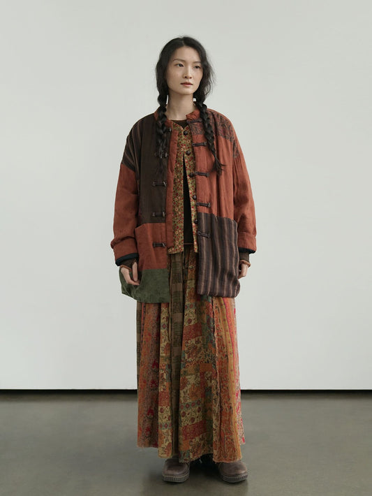 Ember Garden vintage patchwork boho cozy padded jacket front view