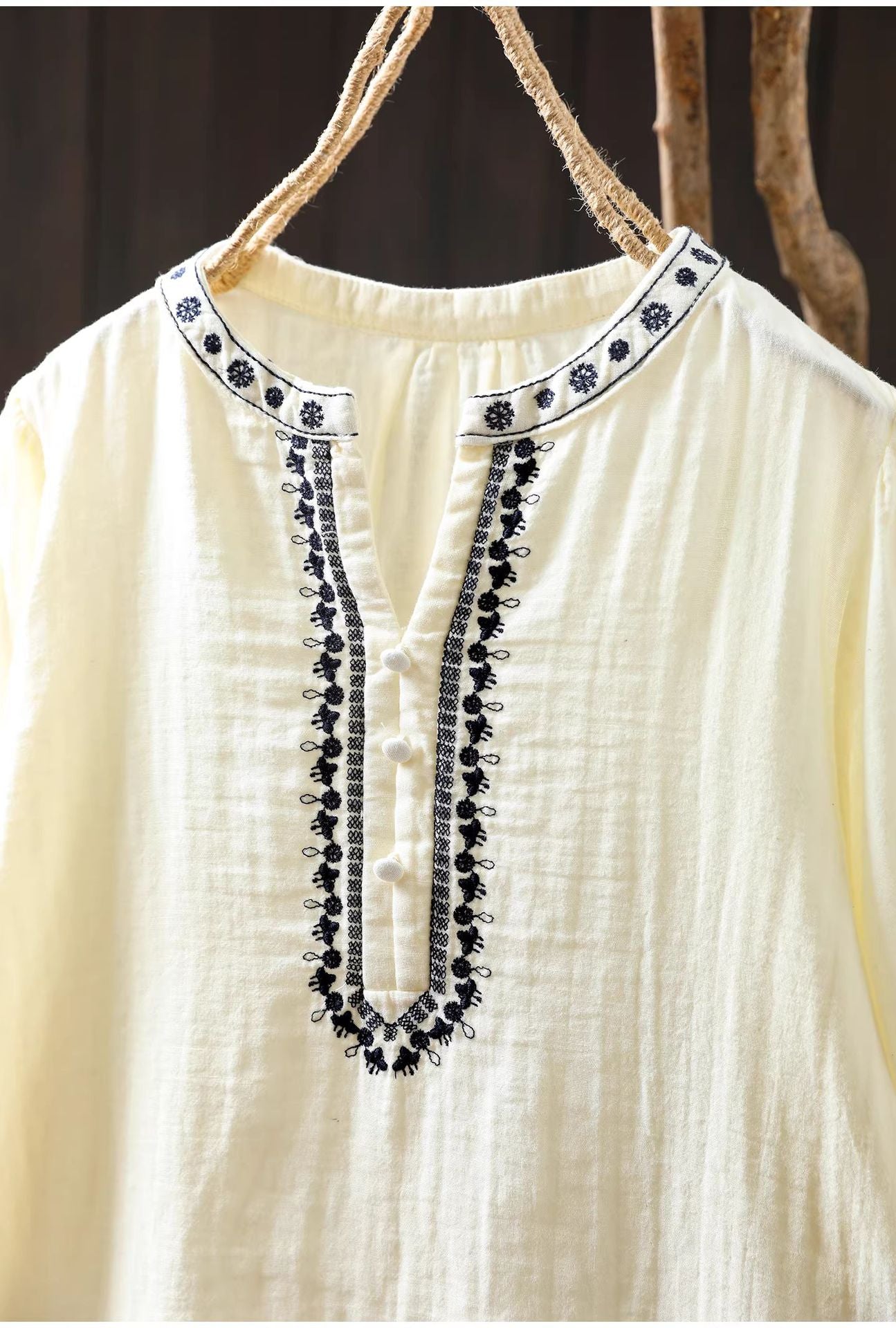embroidered detail vintage boho blouse close up
