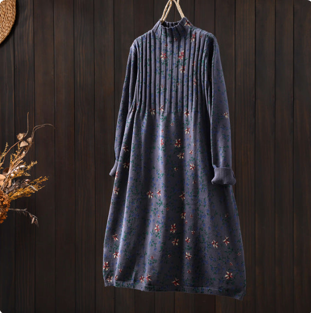 boho ditsy floral knit dress for women