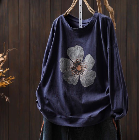 Blue floral print top for women