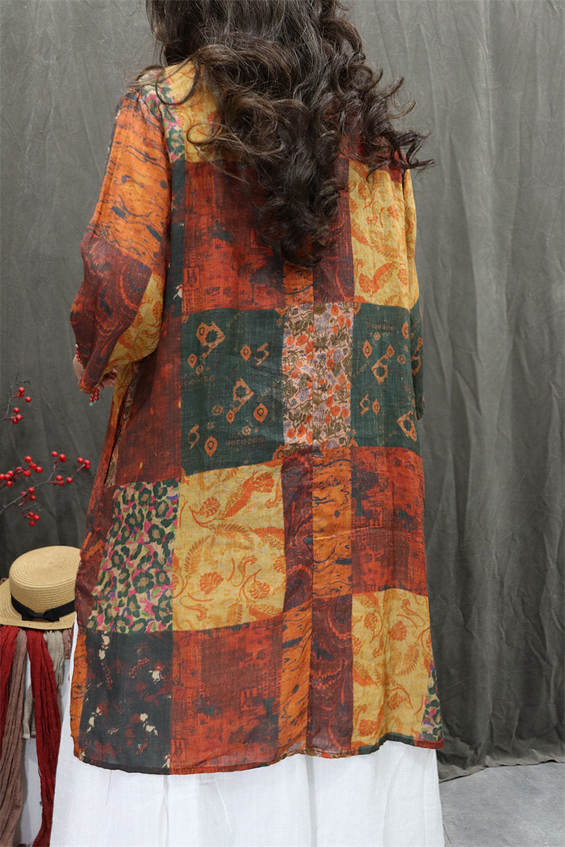 Lightweight floral ramie tunic blouse relaxed everyday boho fashion