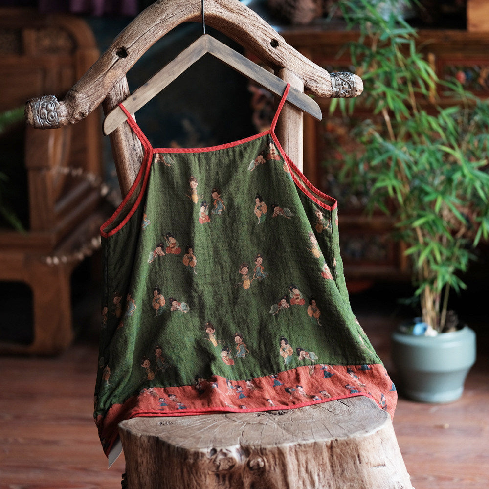 Back view of lightweight green camisole top