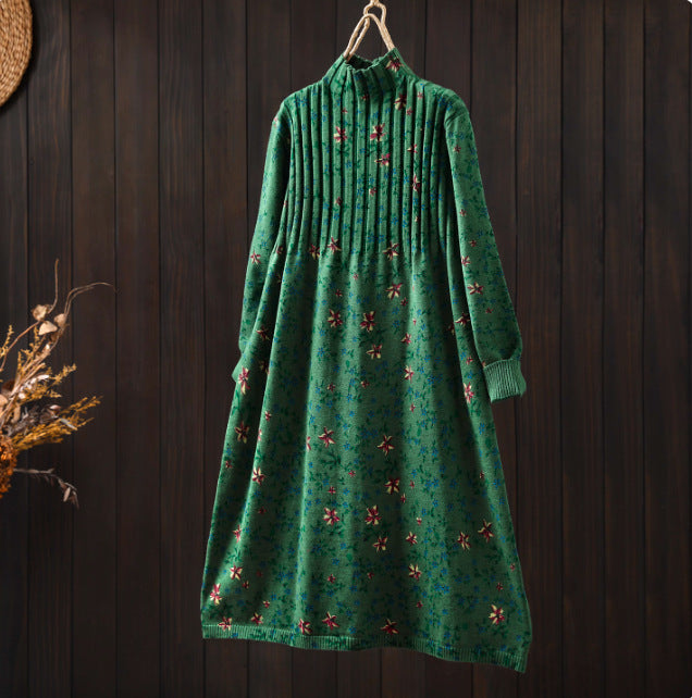 Lifestyle shot of vintage floral knit dress