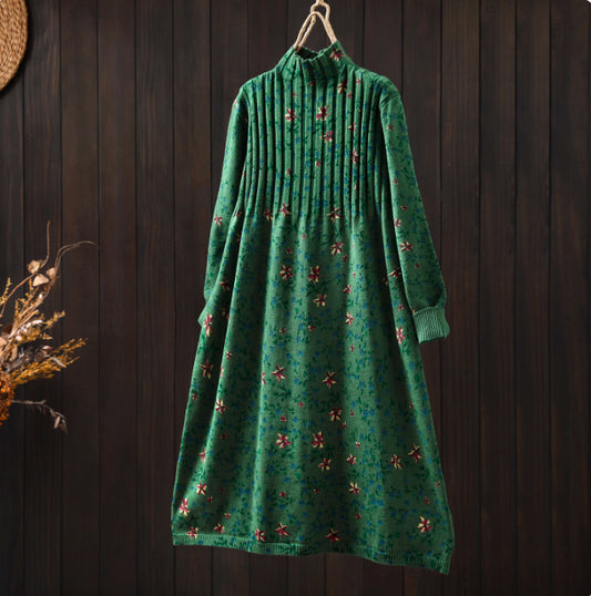 Lifestyle shot of vintage floral knit dress