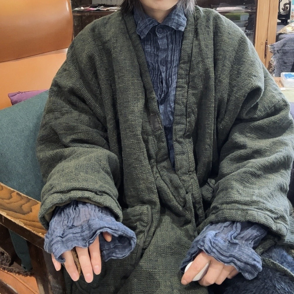 Linen padded cardigan jacket front view