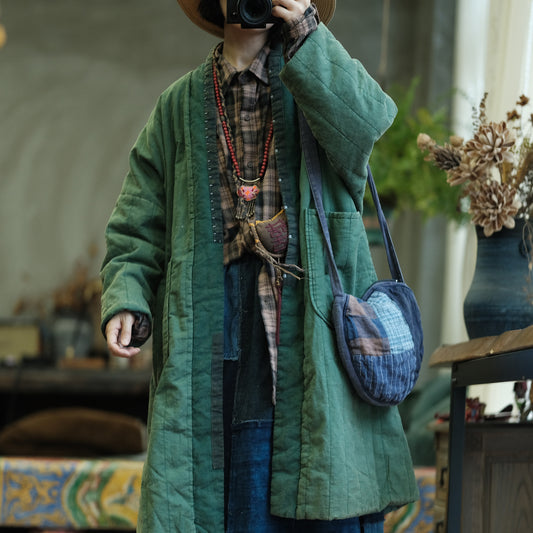 Bohemian outfit styled with Cozy Green Quilted Jacket