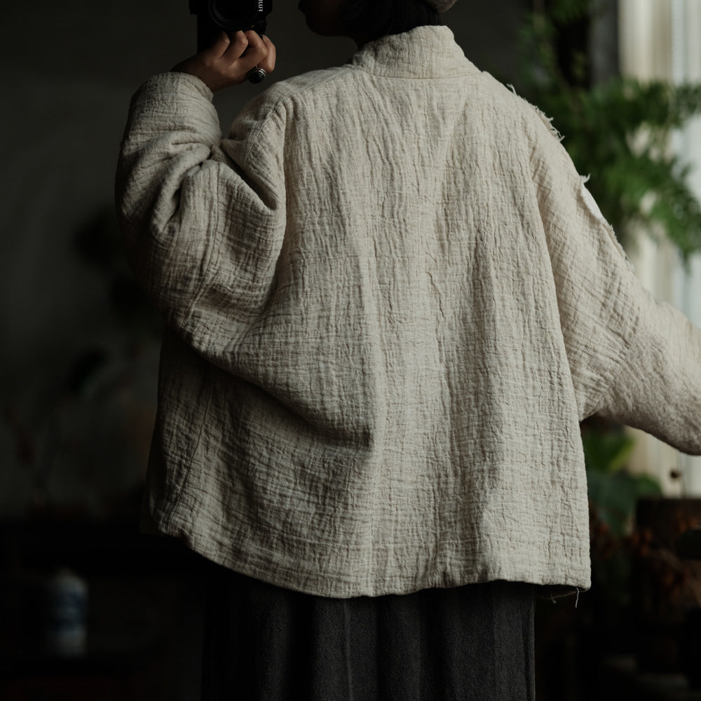 Back view of vintage padded appliqué cardigan