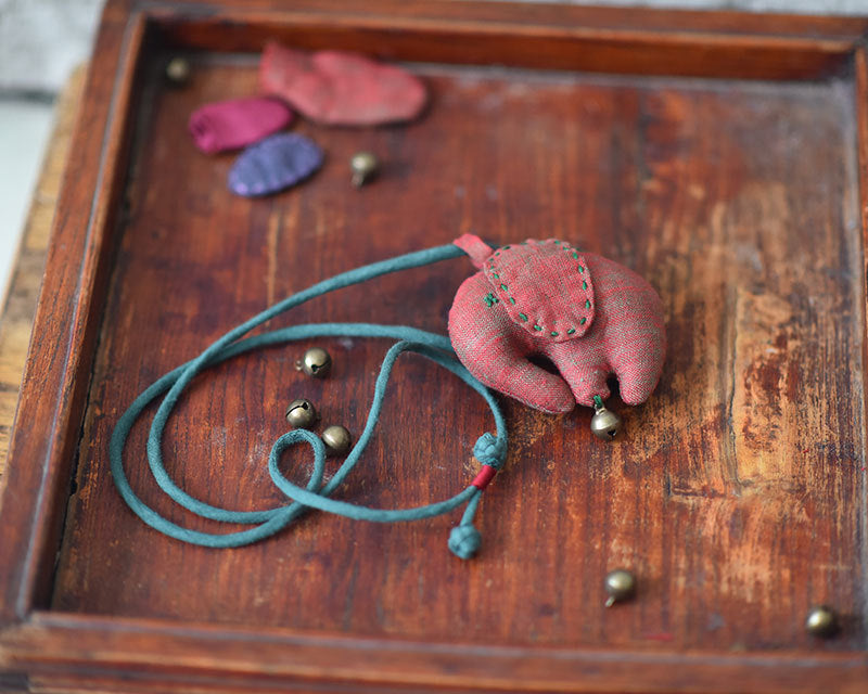 Top view showing natural linen texture and stitching details