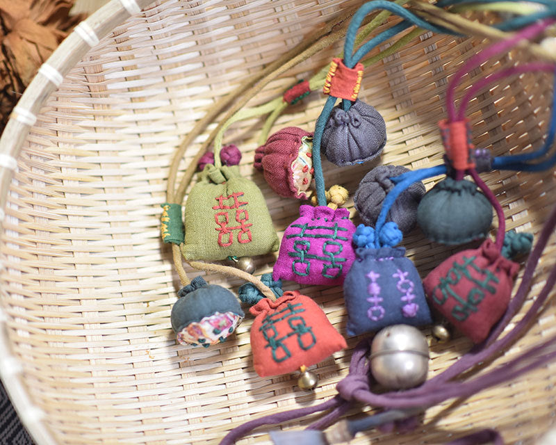 Handcrafted linen lotus accessory front view showing detailed design