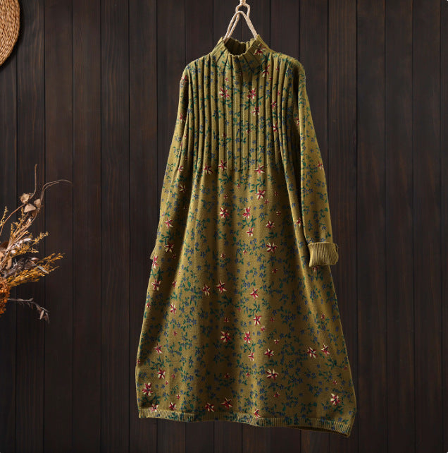 Front view of ditsy floral knit dress for women