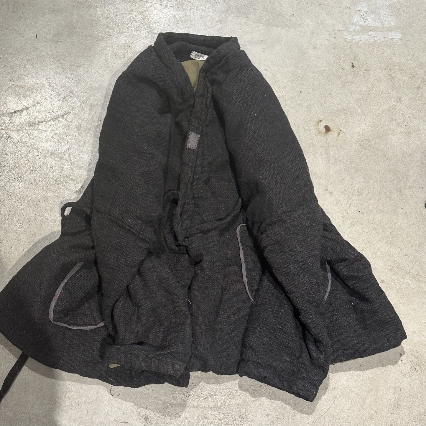 vintage linen padded cardigan jacket front view