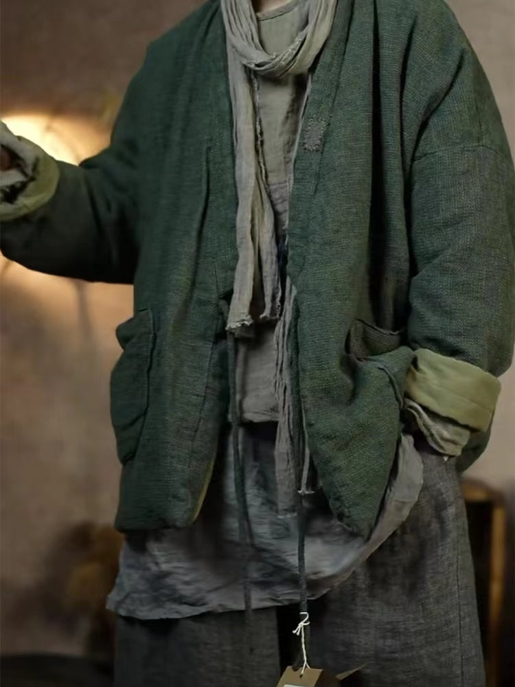 Linen padded cardigan jacket styled casually