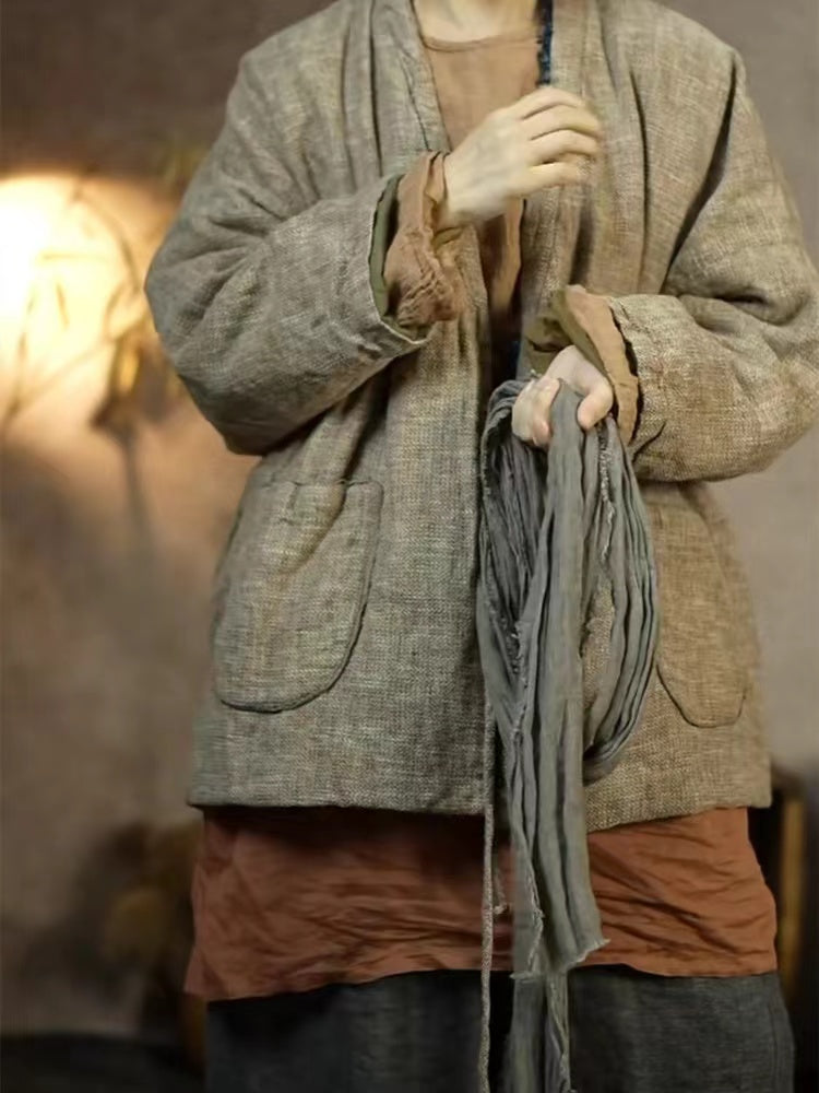 Relaxed fit linen cardigan jacket