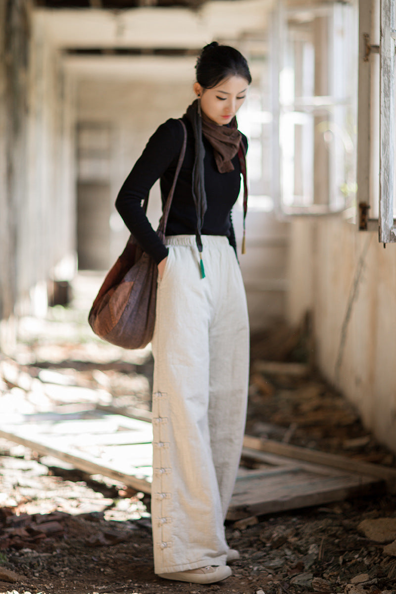 Cozy Natural Ramie Quilted Pants