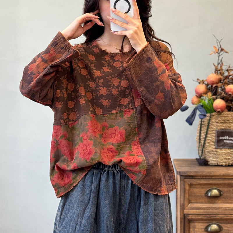 colorful patchwork print fabric detail