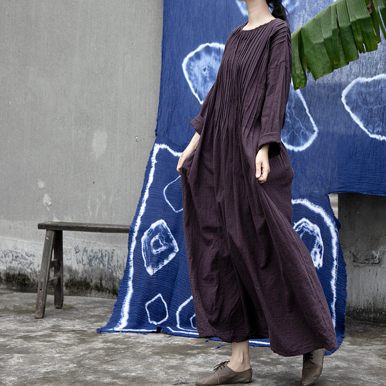 Side view of lightweight accordion pleated dress