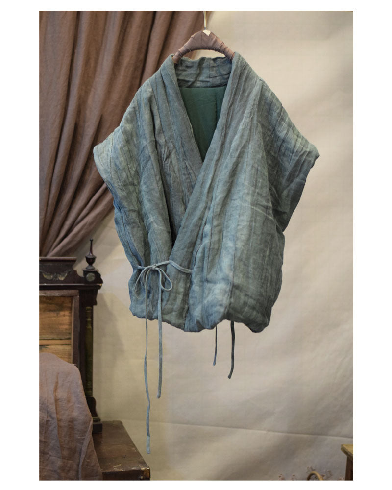 cozy linen quilted vest front view