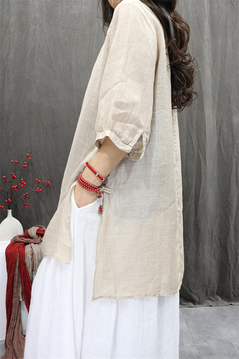 Lightweight embroidered ramie blouse vintage outfit inspiration