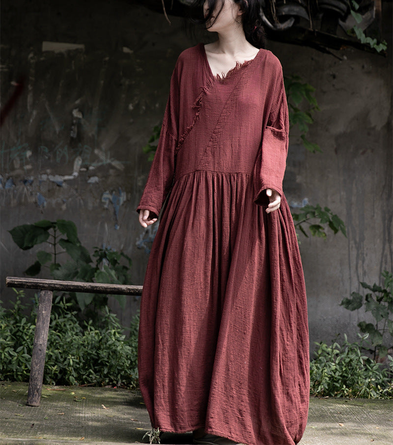 Cotton linen dress paired with simple accessories for everyday styling