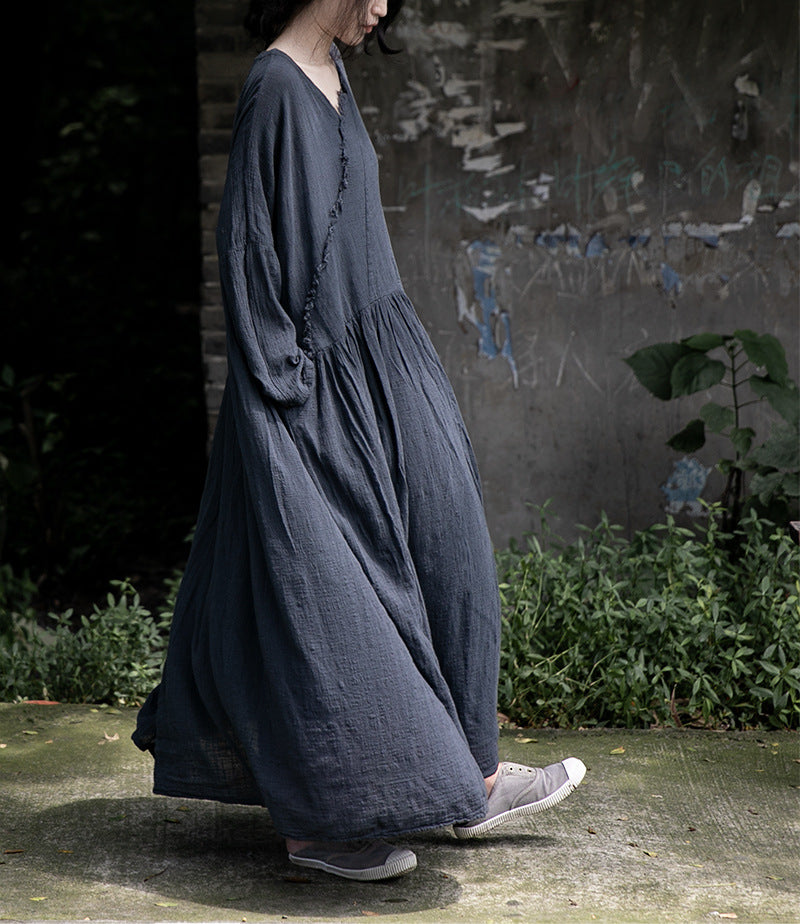 Women’s cotton linen dress with soft drape and natural texture