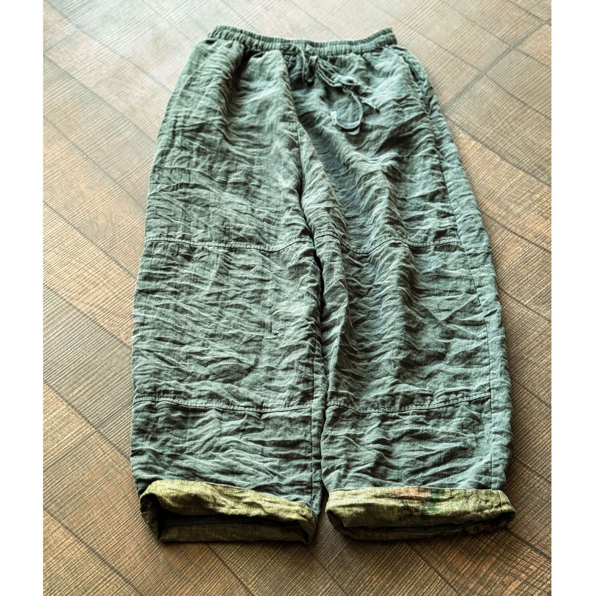 Women’s casual washed linen pants in an effortless relaxed silhouette