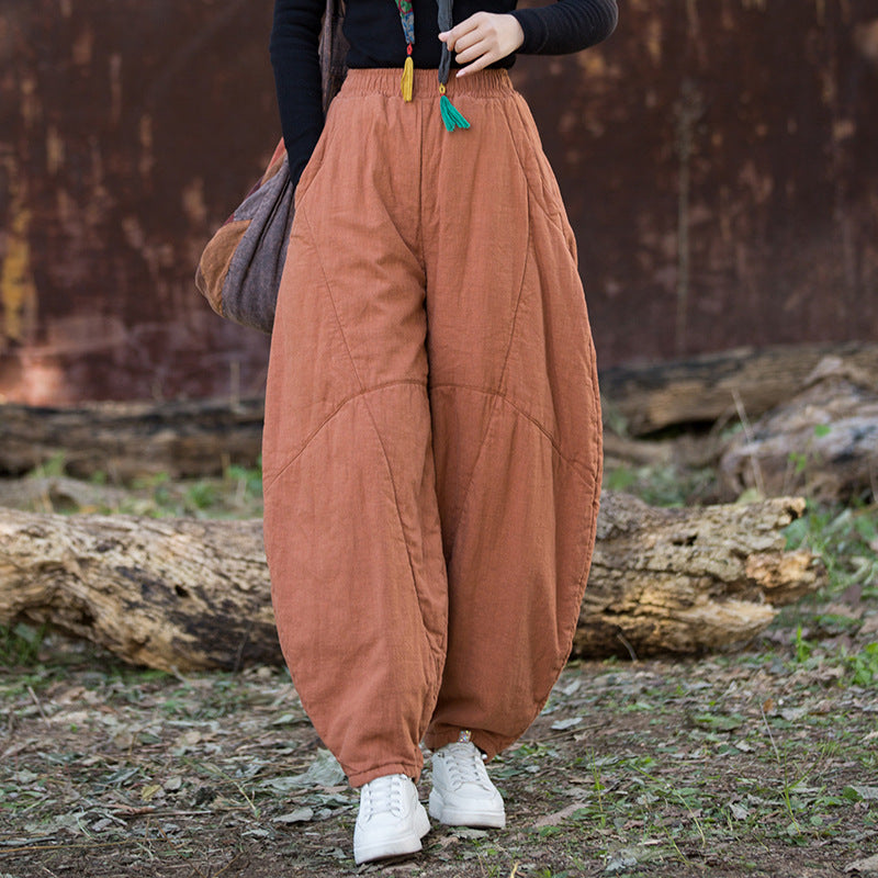 vintage distressed ramie quilted pants