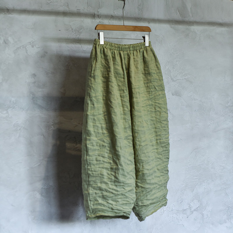 Sandwashed linen pants front view with a relaxed fit