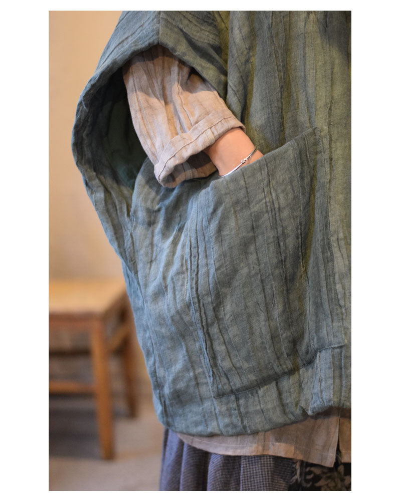 Close-up of crinkled textured linen fabric detail