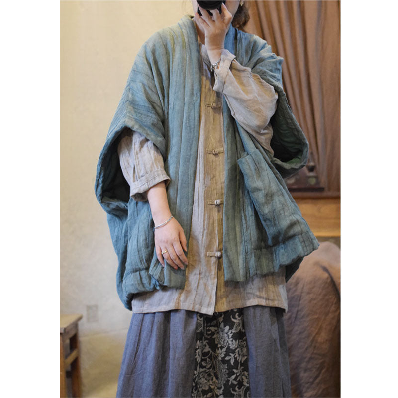 Layered look featuring textured linen padded vest