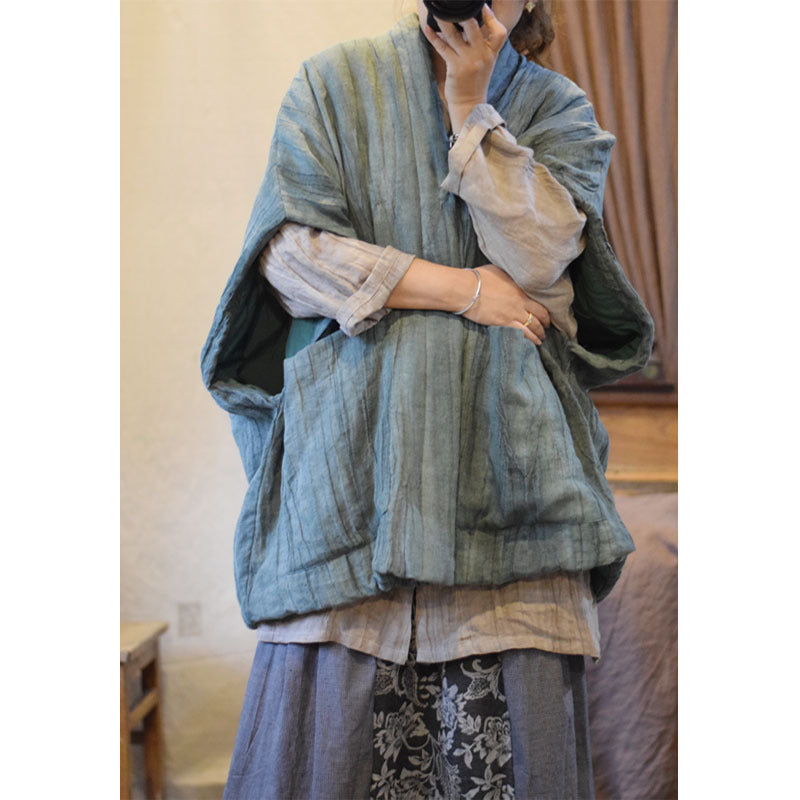 Lifestyle image of textured linen padded vest in casual wear