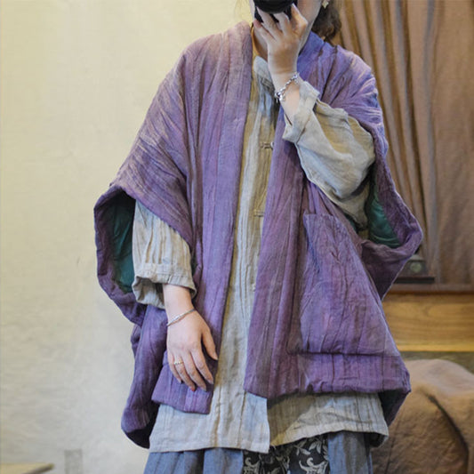 Front view of textured linen padded vest