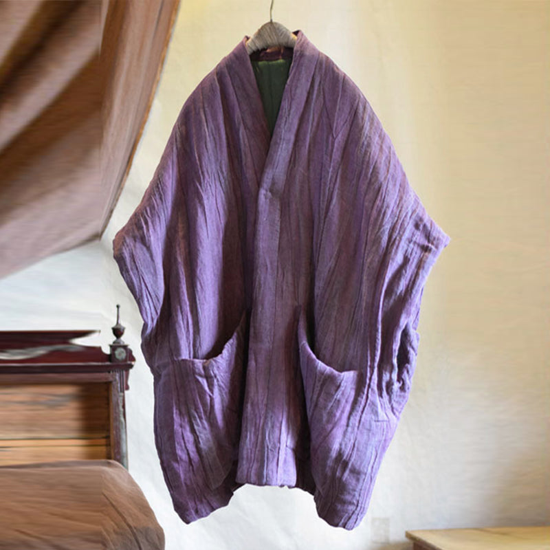 Textured linen padded vest with two front pockets