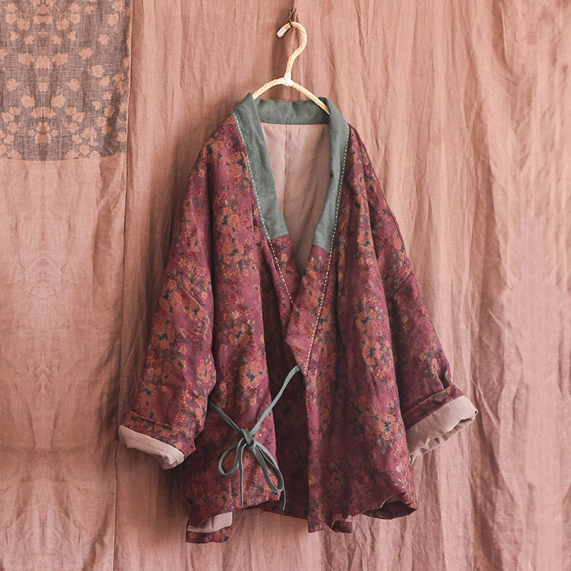 Back view of vintage boho quilted kimono jacket
