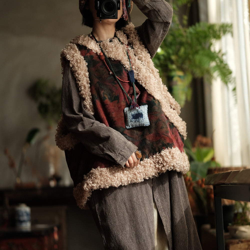 Fall winter outfit styling with vintage corduroy sherpa vest