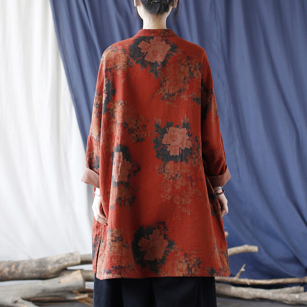 Vintage Floral Cotton Jacket Back View