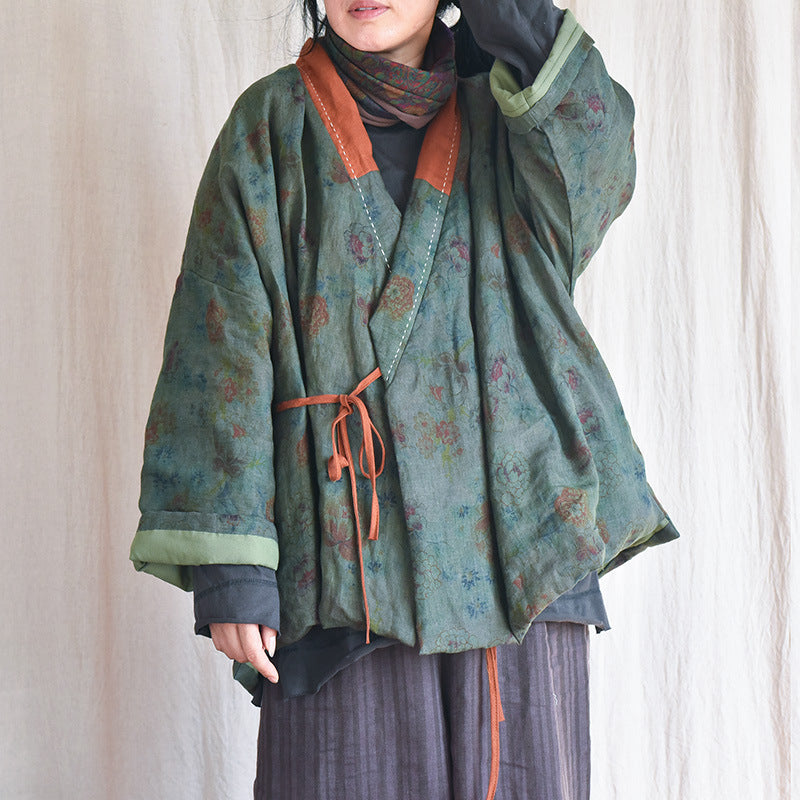 Handmade-inspired vintage quilted kimono jacket in boho style