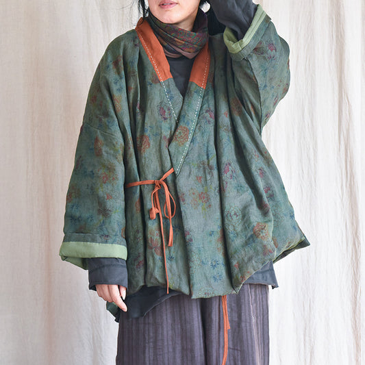 Handmade-inspired vintage quilted kimono jacket in boho style