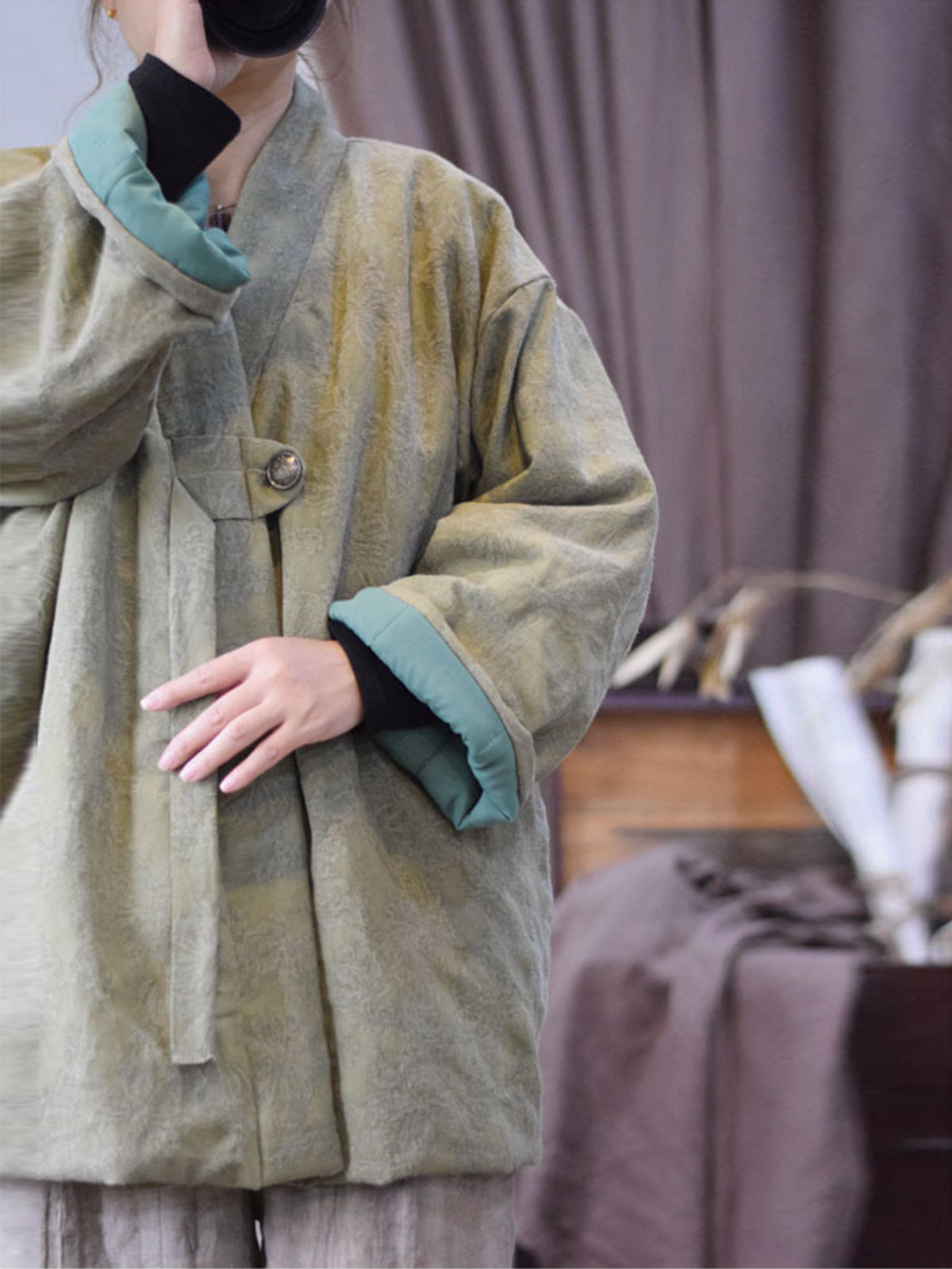 Distressed Jacquard Quilted Jacket