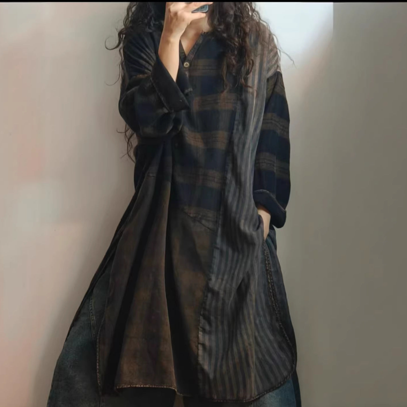 relaxed vintage patchwork plaid top