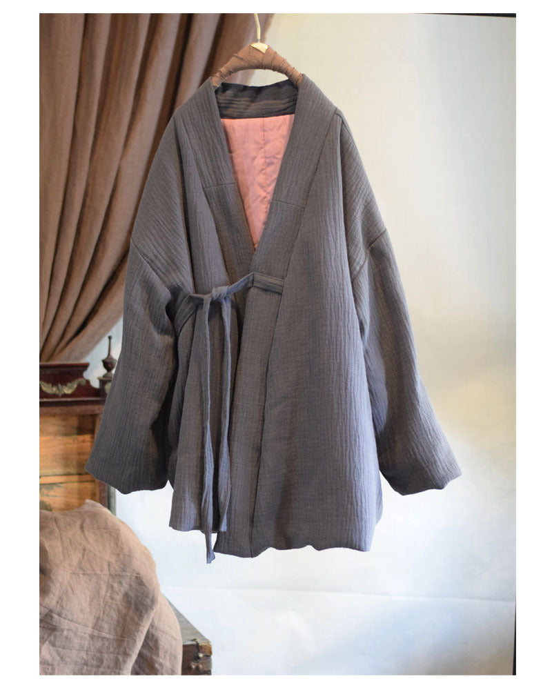 Detail of quilted stitching on cotton kimono jacket