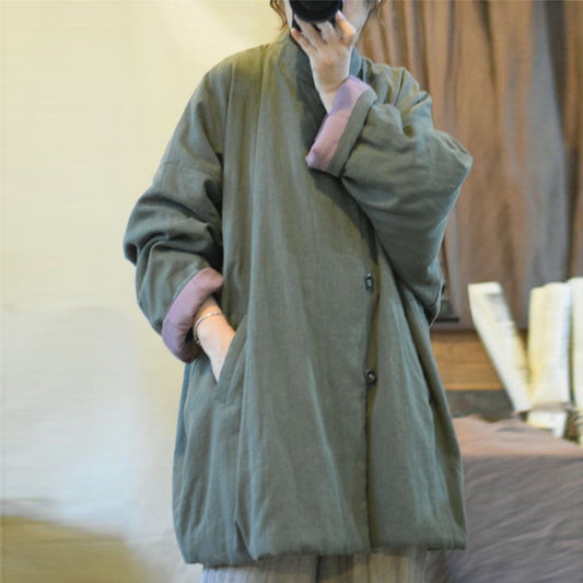 vintage inspired ramie padded coat front view