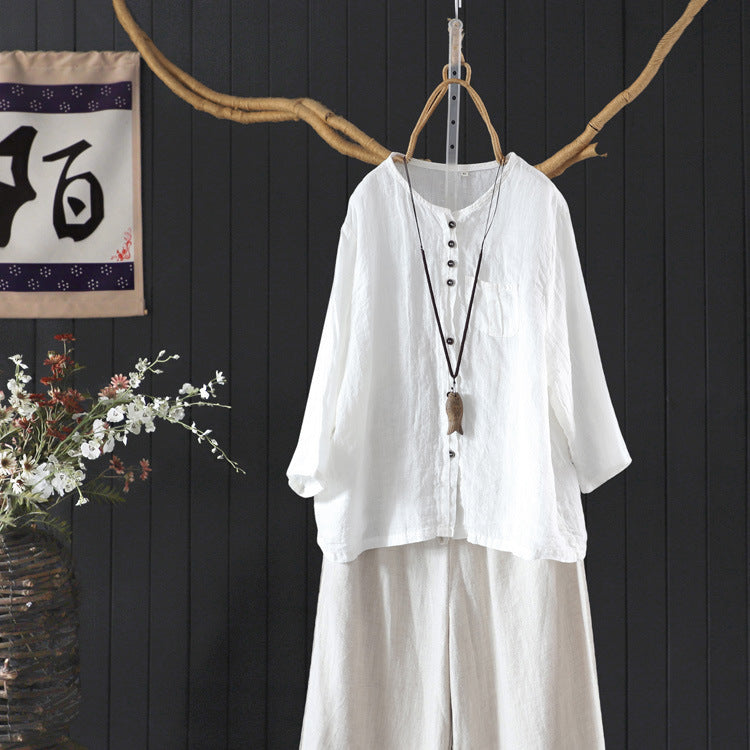 Lightweight breathable linen shirt with a natural texture