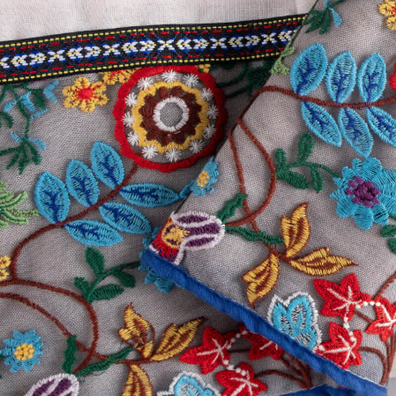 Embroidered Tassel Ethnic Scarf