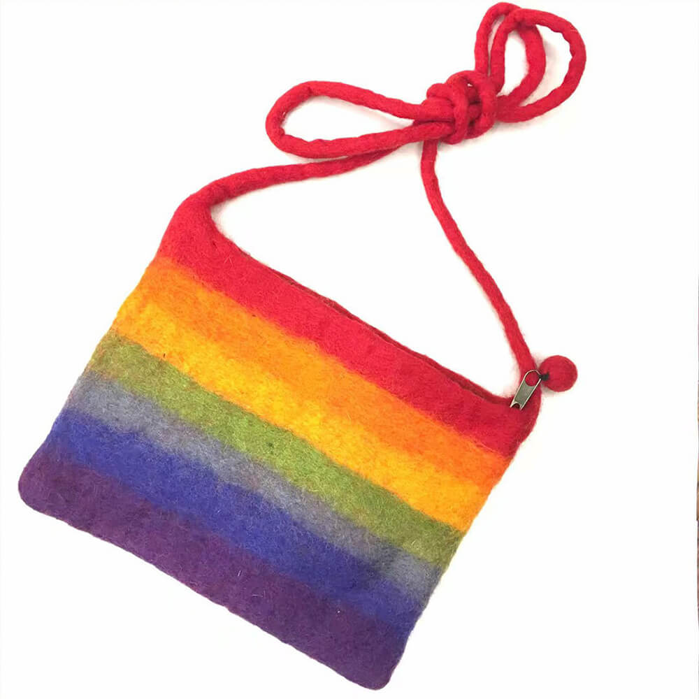 Handmade Felt Rainbow Crossbody Bag