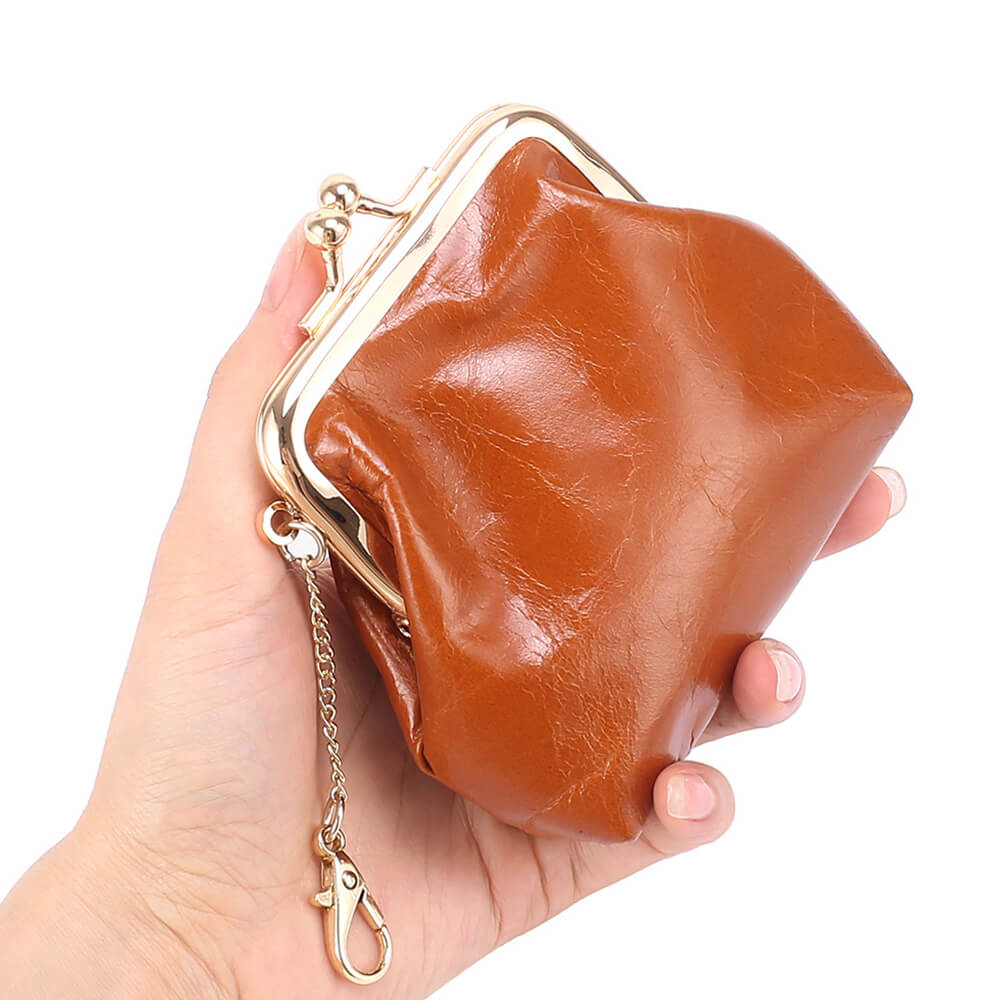 Vintage Oil Wax Leather Coin Purse
