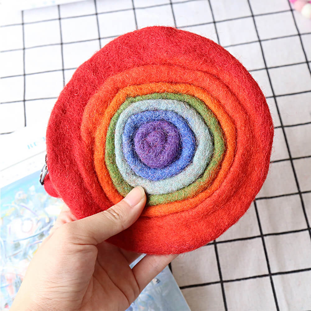 Handmade Felt Rainbow Cion Purse