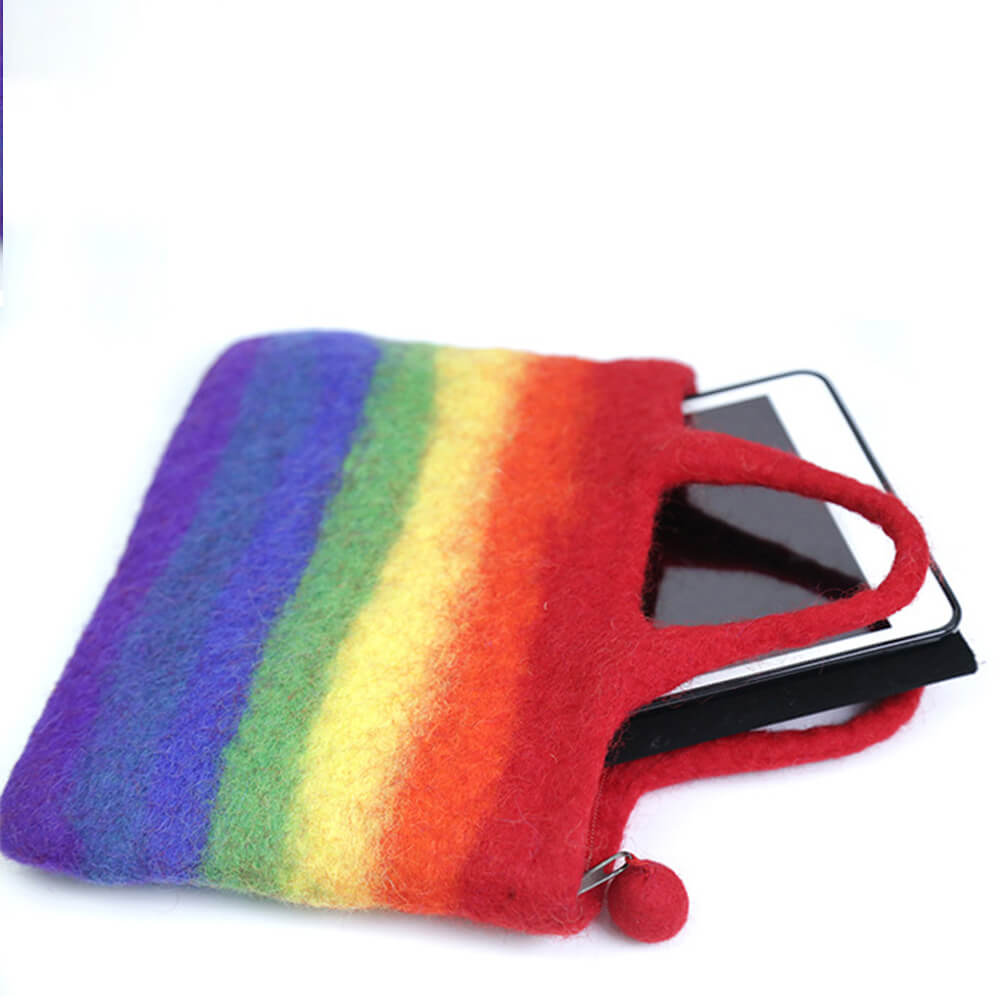 Handmade Felt Rainbow Handbag