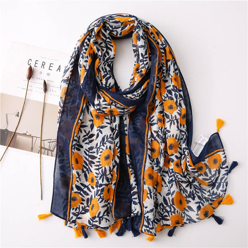 Boho Printed Silk scarf shawl