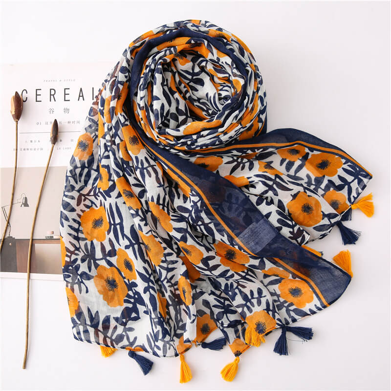 Boho Printed Silk scarf shawl