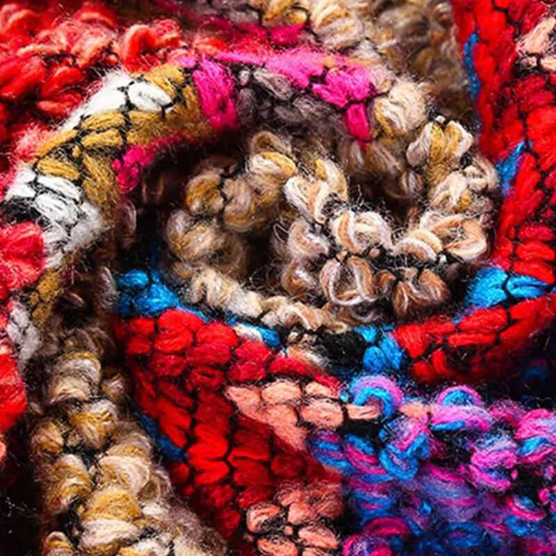 Mohair Multicolor Knitted Tassel Scarf Shawl